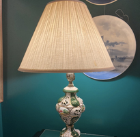 green and white porcelain lamp